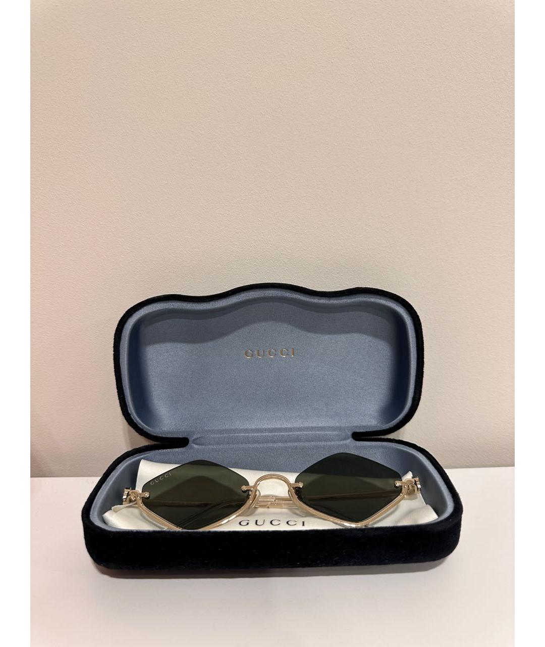 GUCCI Серебряные металлические солнцезащитные очки, фото 4