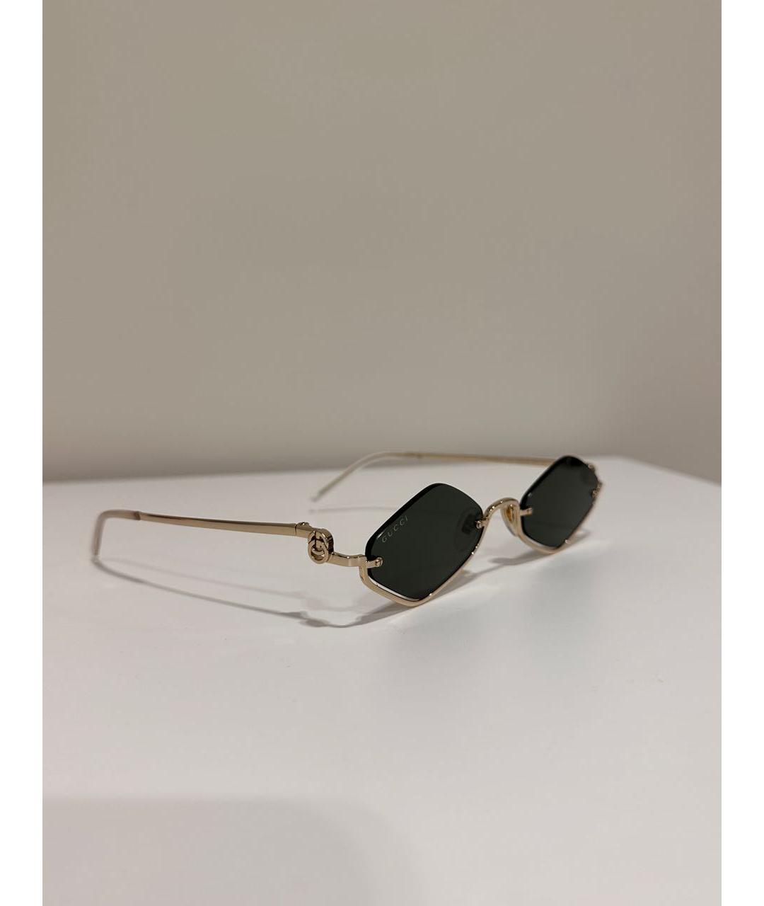 GUCCI Серебряные металлические солнцезащитные очки, фото 2