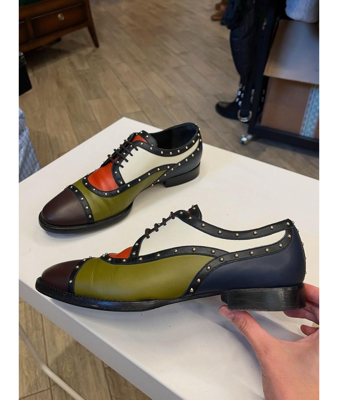 VALENTINO Хаки кожаные брогги и оксфорды, фото 9