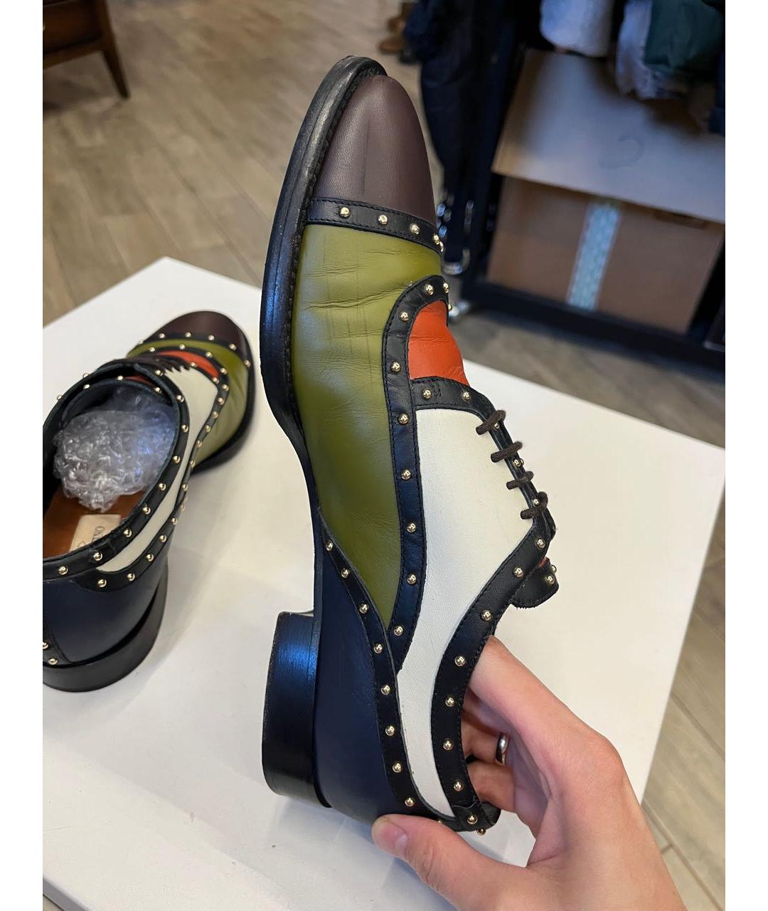 VALENTINO Хаки кожаные брогги и оксфорды, фото 8