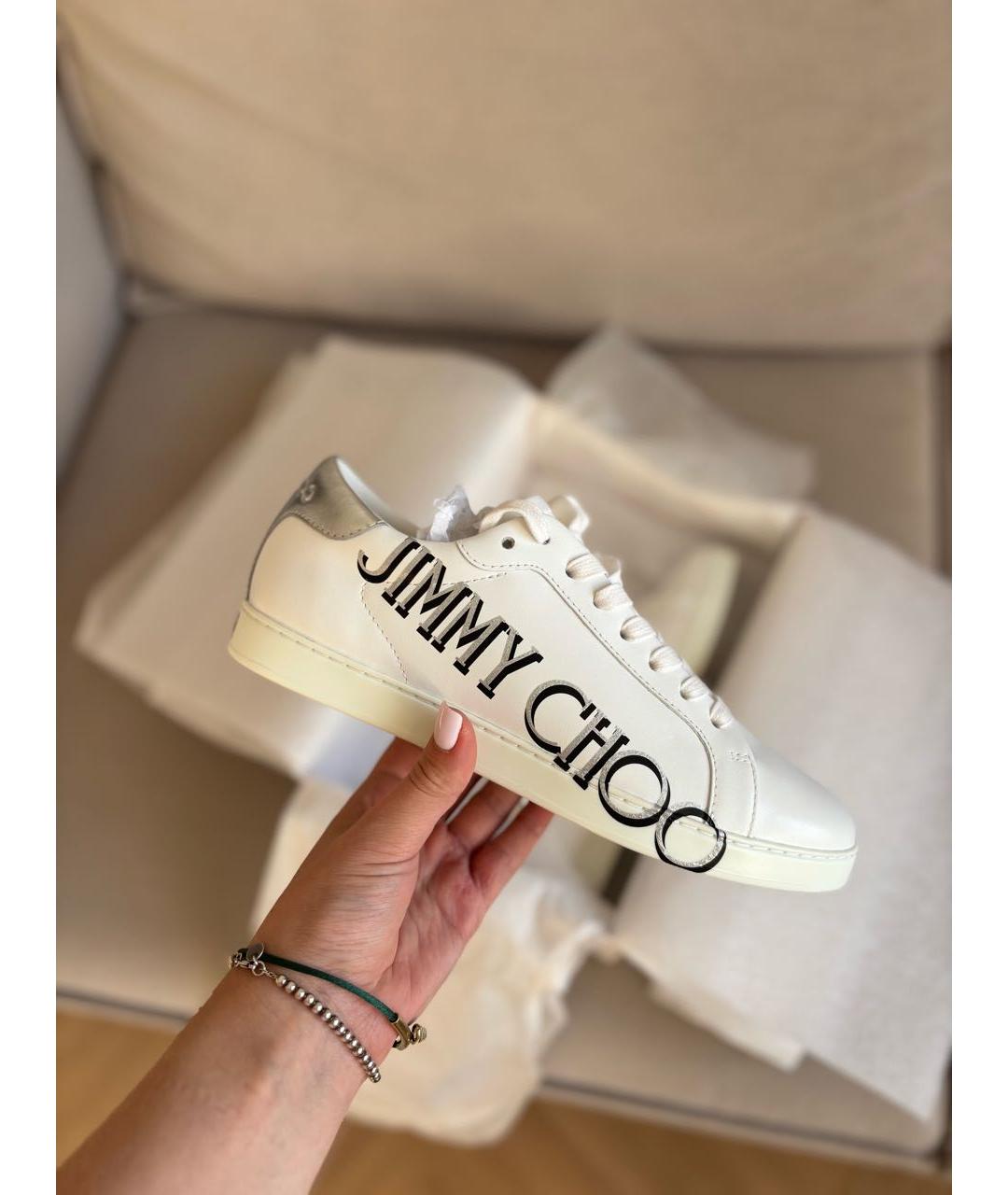 JIMMY CHOO Белые кожаные кеды, фото 7