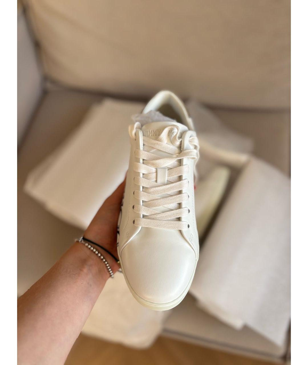 JIMMY CHOO Белые кожаные кеды, фото 3