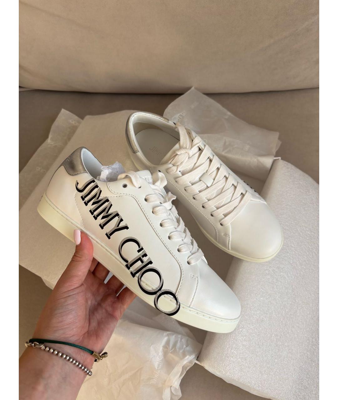 JIMMY CHOO Белые кожаные кеды, фото 2