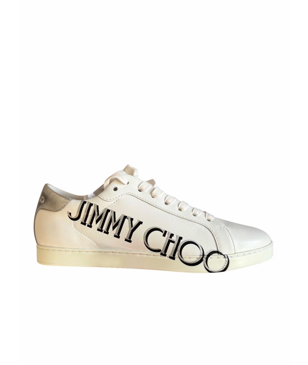 JIMMY CHOO Белые кожаные кеды, фото 1