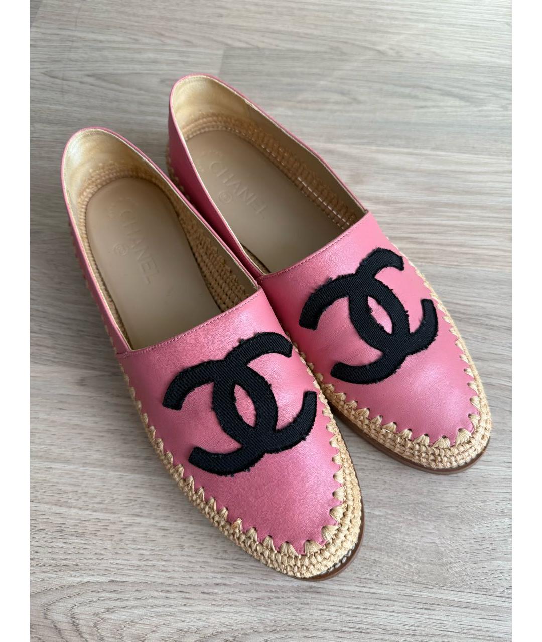 CHANEL Коралловые кожаные эспадрильи, фото 8