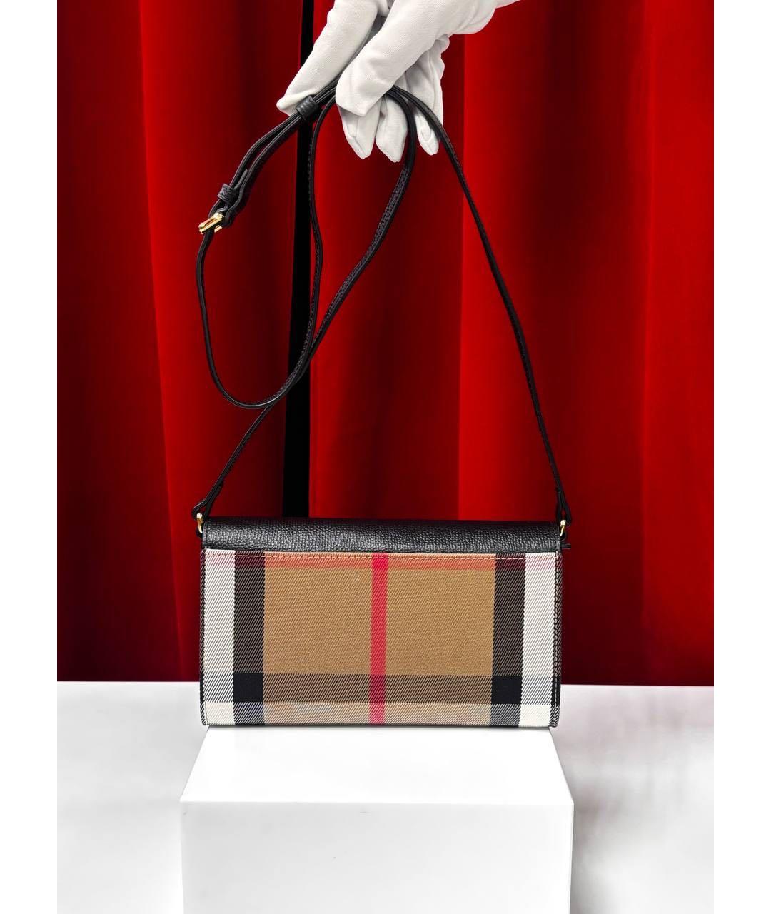 BURBERRY Черная кожаная сумка через плечо, фото 6