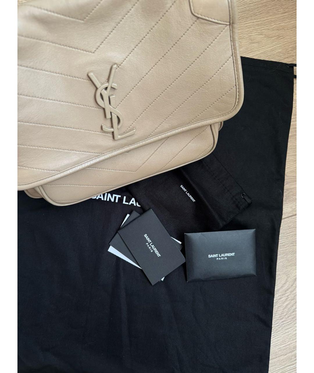 SAINT LAURENT Бежевая кожаная сумка через плечо, фото 3