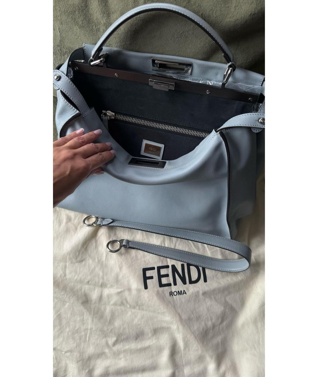 FENDI Серая кожаная сумка тоут, фото 4