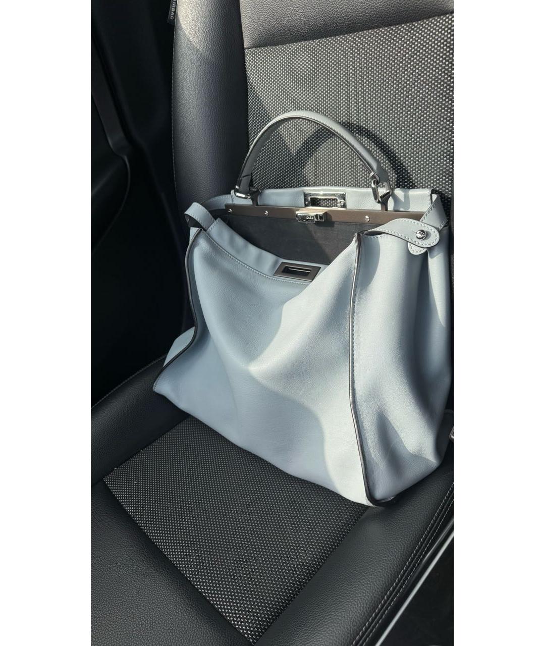 FENDI Серая кожаная сумка тоут, фото 2