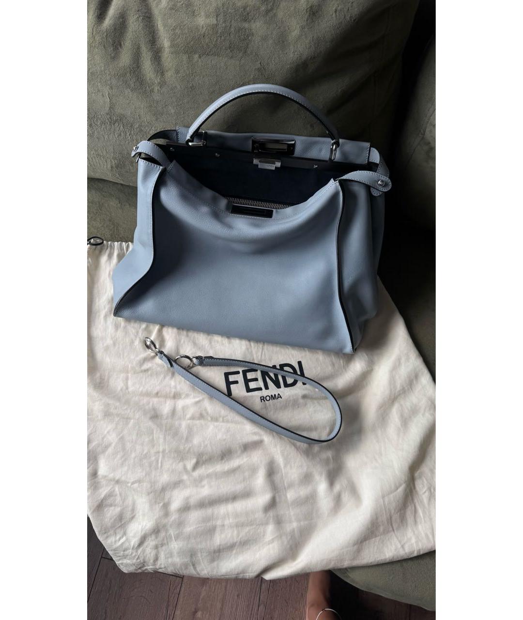 FENDI Серая кожаная сумка тоут, фото 5