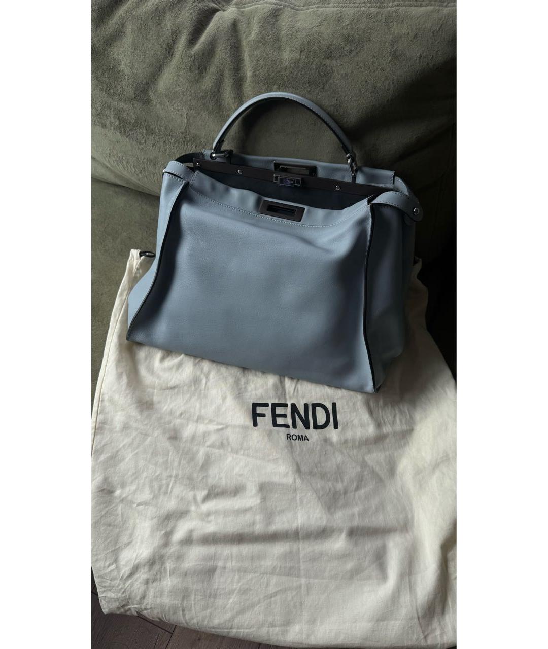 FENDI Серая кожаная сумка тоут, фото 7