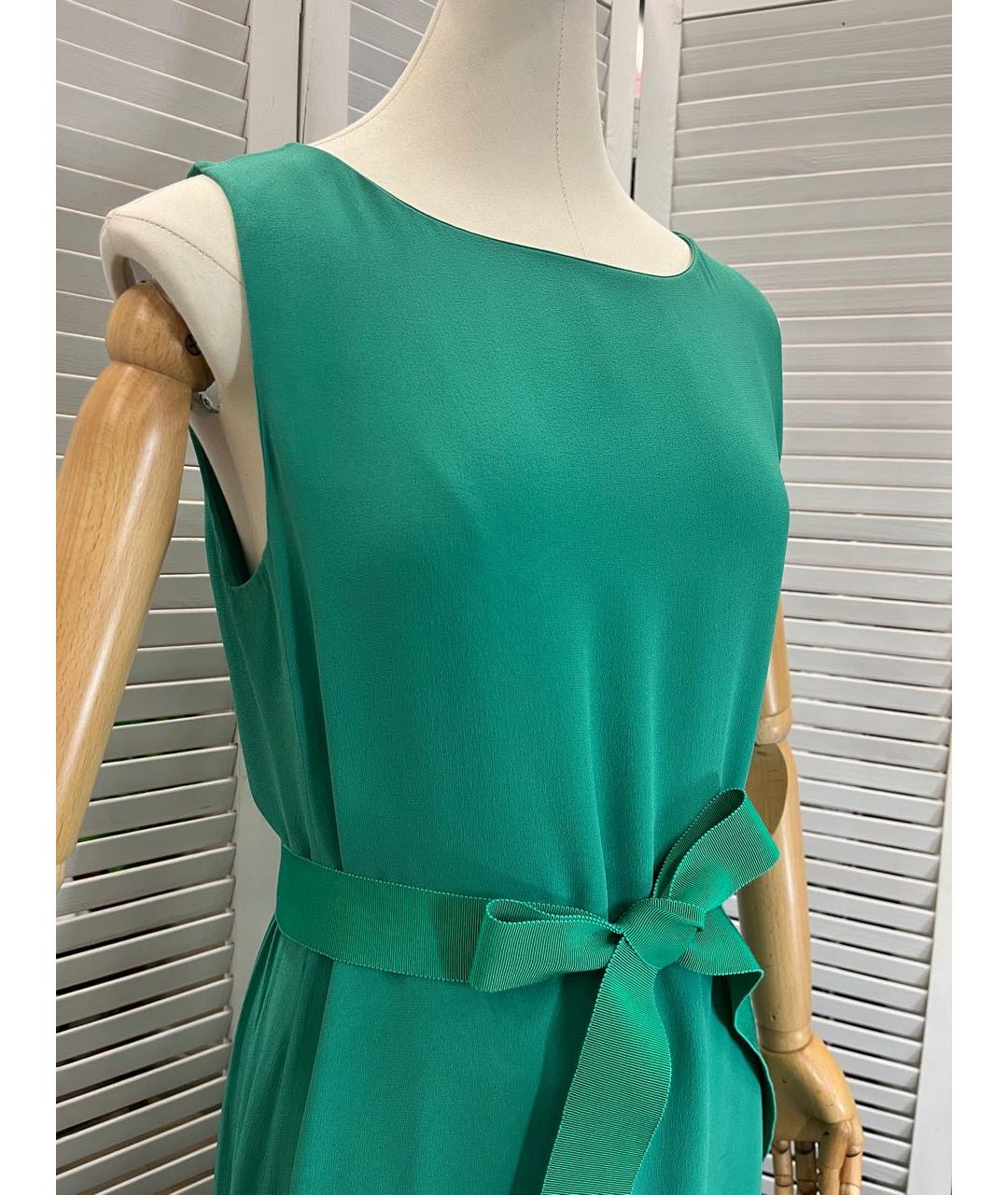 MAX MARA STUDIO Бирюзовое шелковое повседневное платье, фото 8