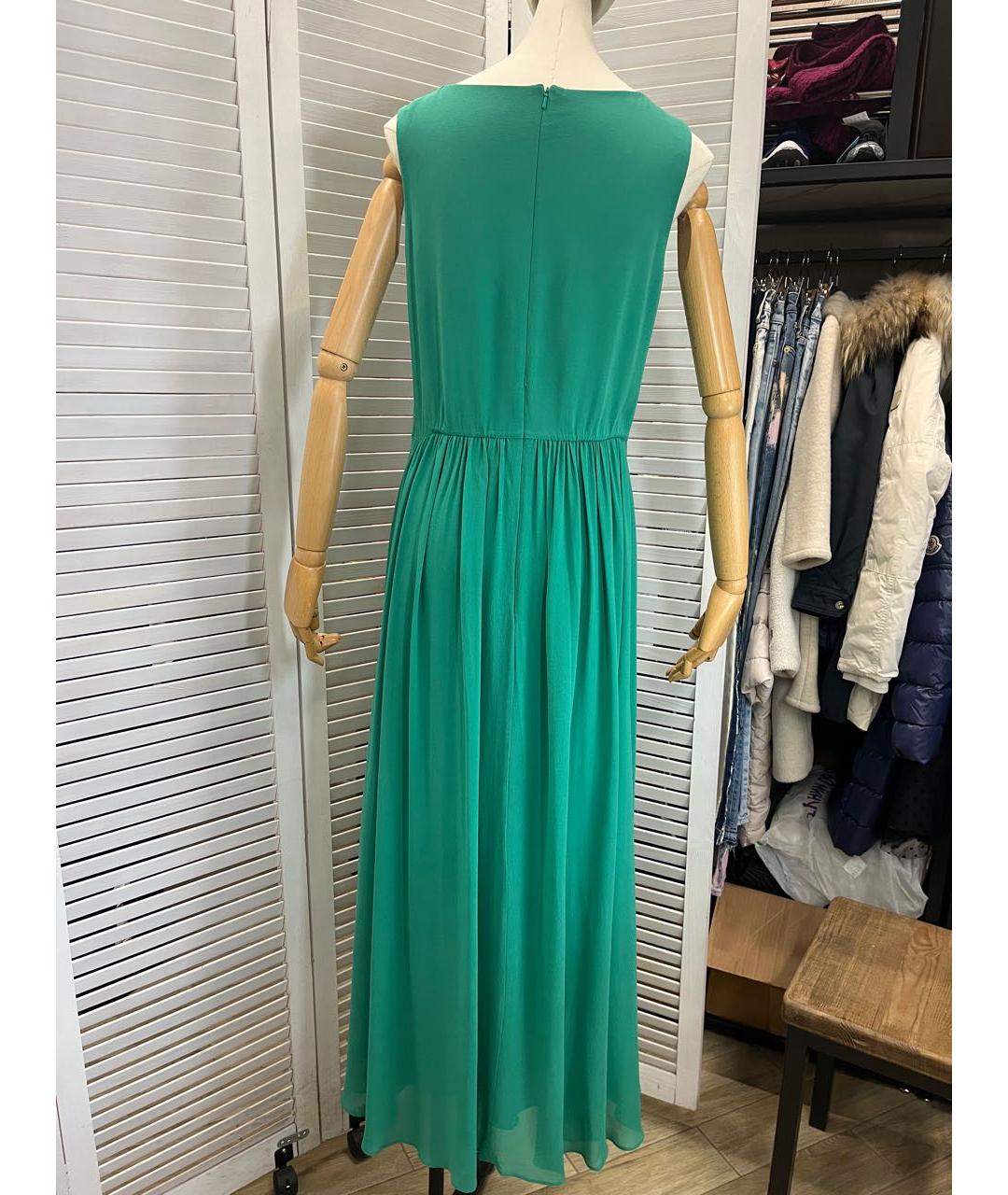 MAX MARA STUDIO Бирюзовое шелковое повседневное платье, фото 7
