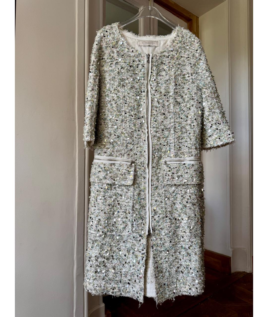NINA RICCI Белое твидовое пальто, фото 5