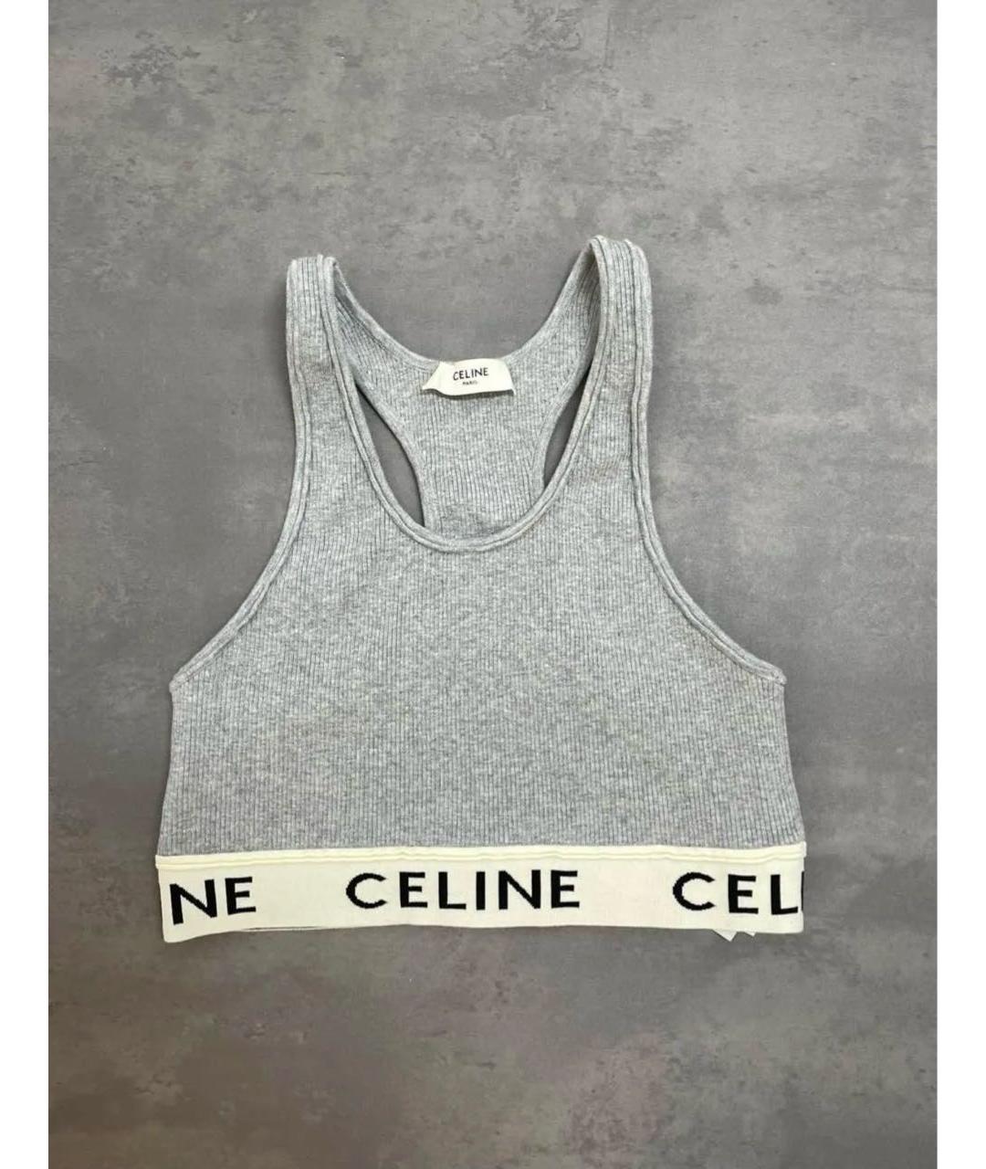 CELINE Серая хлопковая майка, фото 8