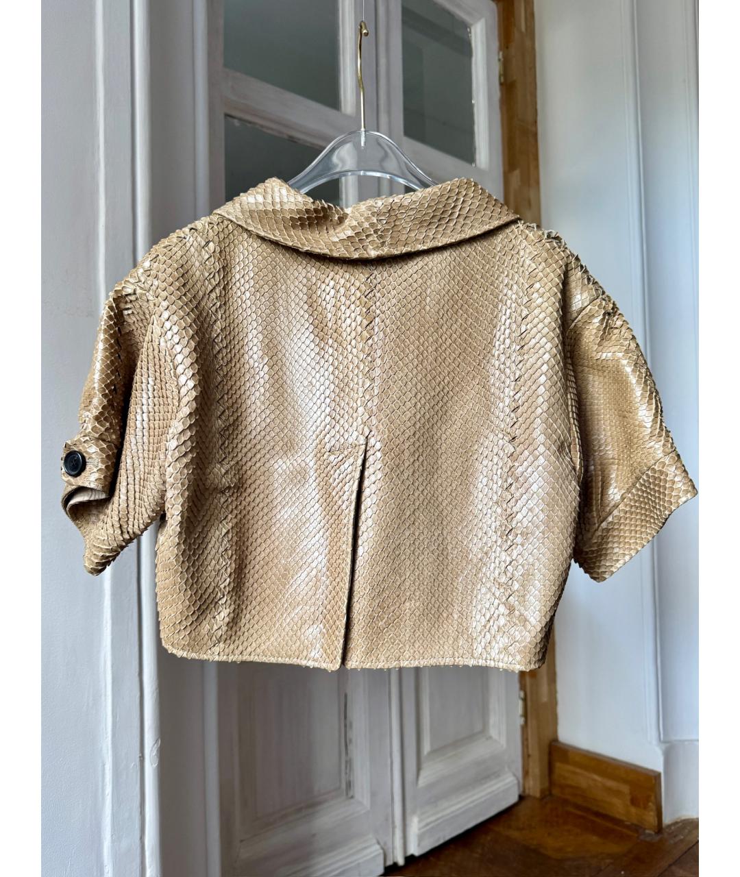 BOTTEGA VENETA Бежевая куртка из экзотической кожи, фото 2