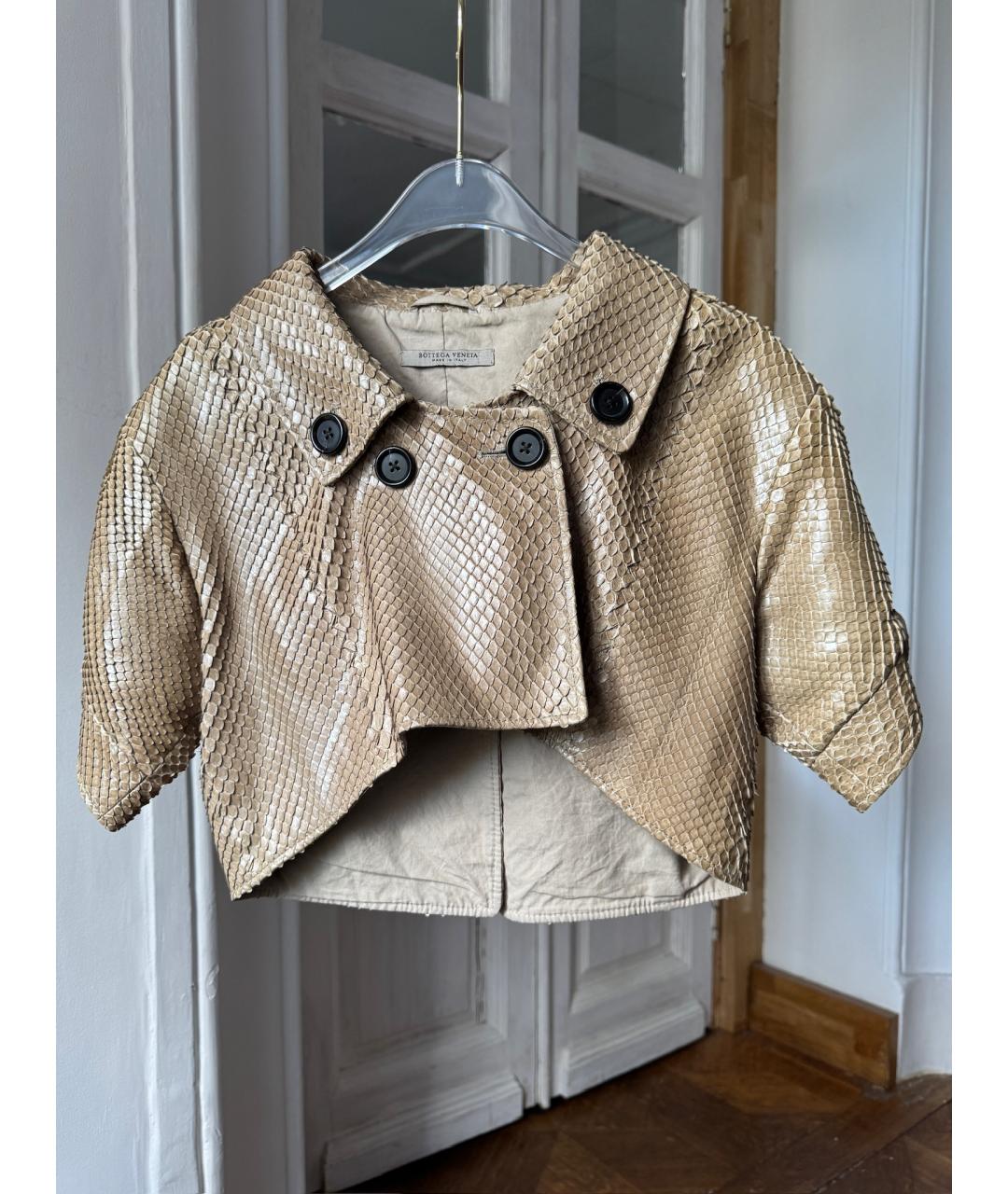 BOTTEGA VENETA Бежевая куртка из экзотической кожи, фото 4