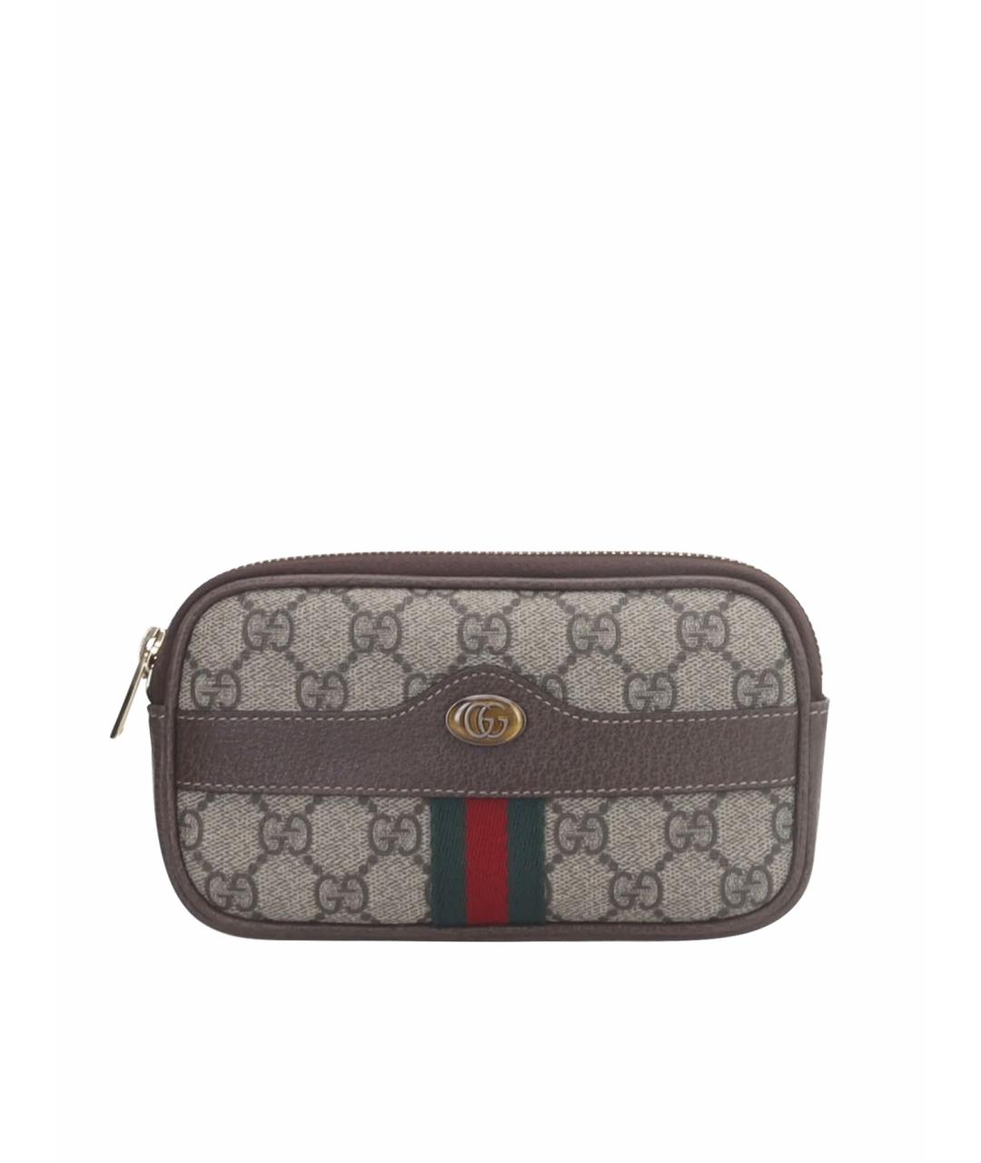 GUCCI Коричневая кожаная поясная сумка, фото 1