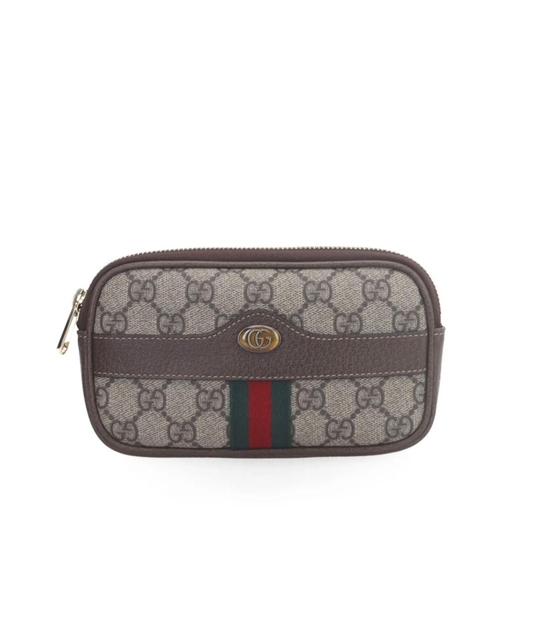 GUCCI Коричневая кожаная поясная сумка, фото 4
