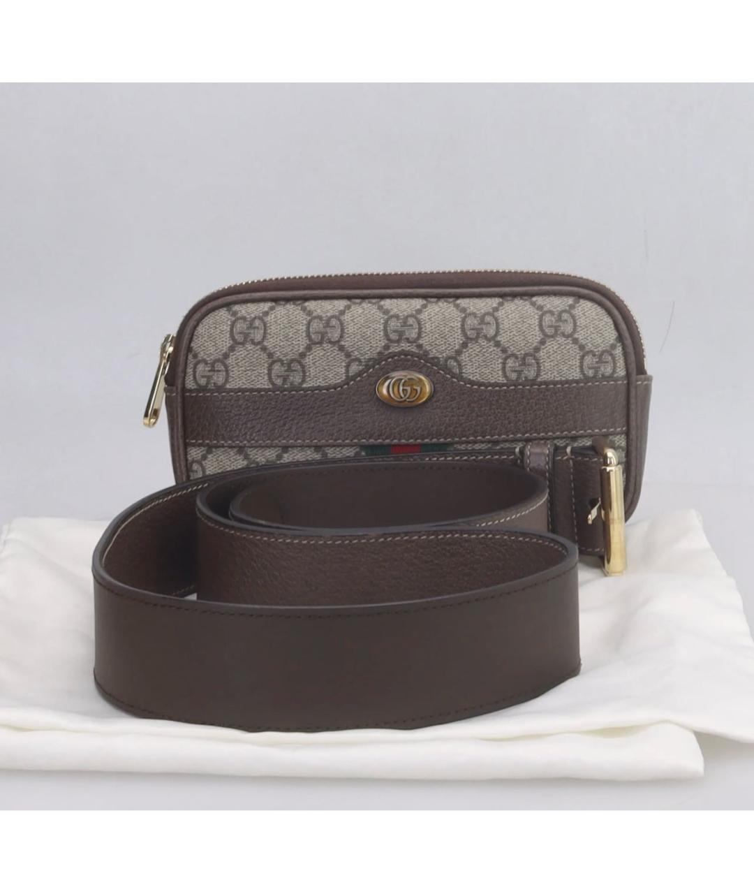 GUCCI Коричневая кожаная поясная сумка, фото 9