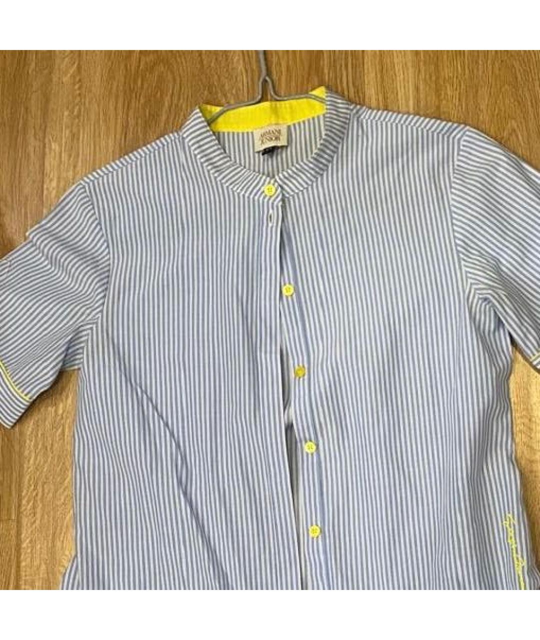 ARMANI JUNIOR Синяя хлопковая детская рубашка, фото 3