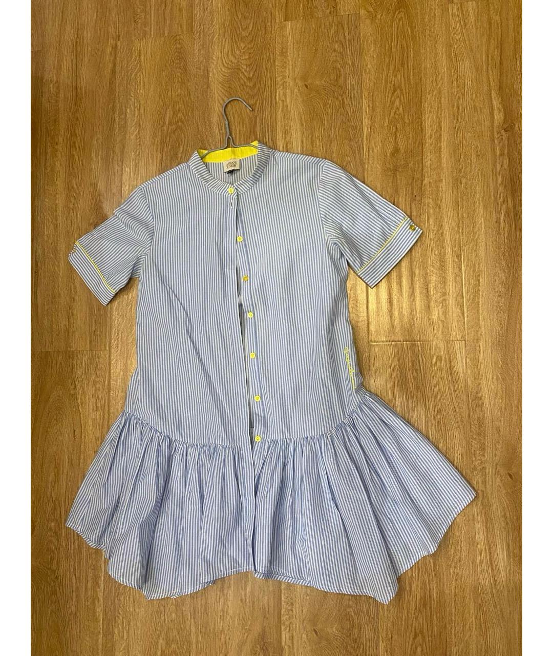 ARMANI JUNIOR Синяя хлопковая детская рубашка, фото 5