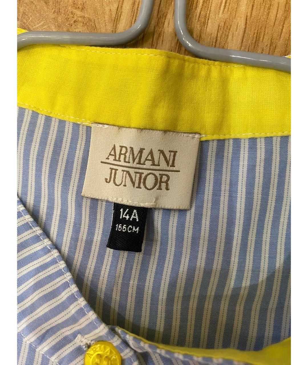 ARMANI JUNIOR Синяя хлопковая детская рубашка, фото 4