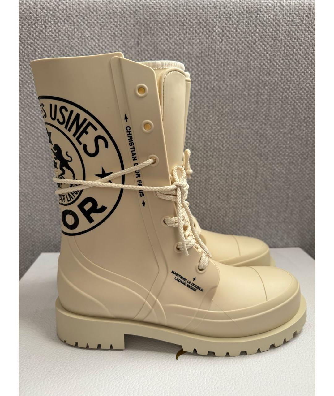 CHRISTIAN DIOR Бежевые резиновые сапоги, фото 9