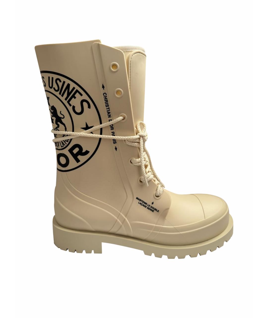 CHRISTIAN DIOR Бежевые резиновые сапоги, фото 1