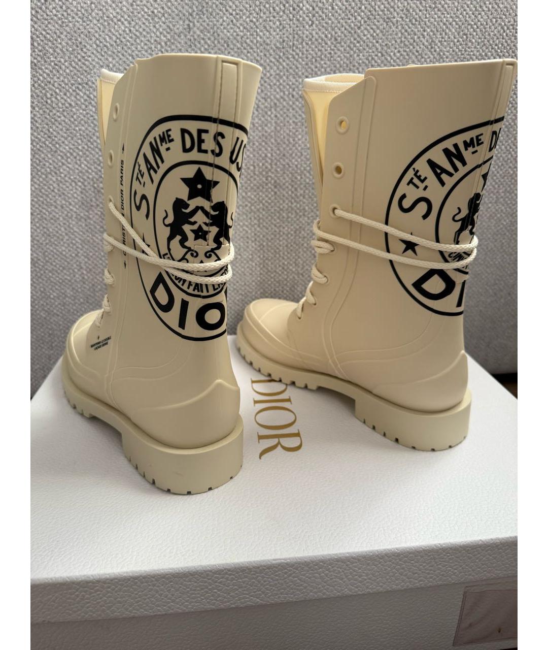 CHRISTIAN DIOR Бежевые резиновые сапоги, фото 4