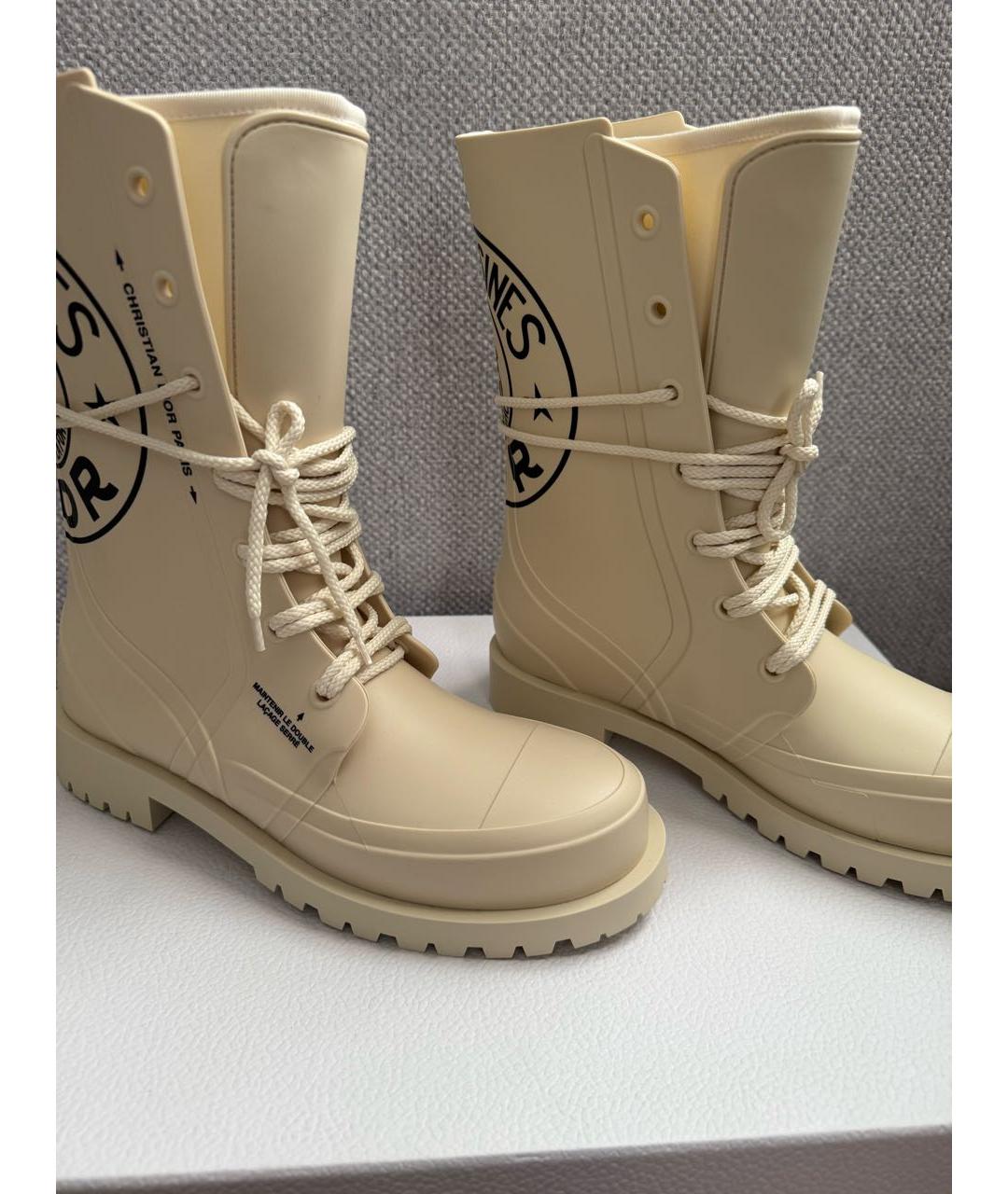 CHRISTIAN DIOR Бежевые резиновые сапоги, фото 3