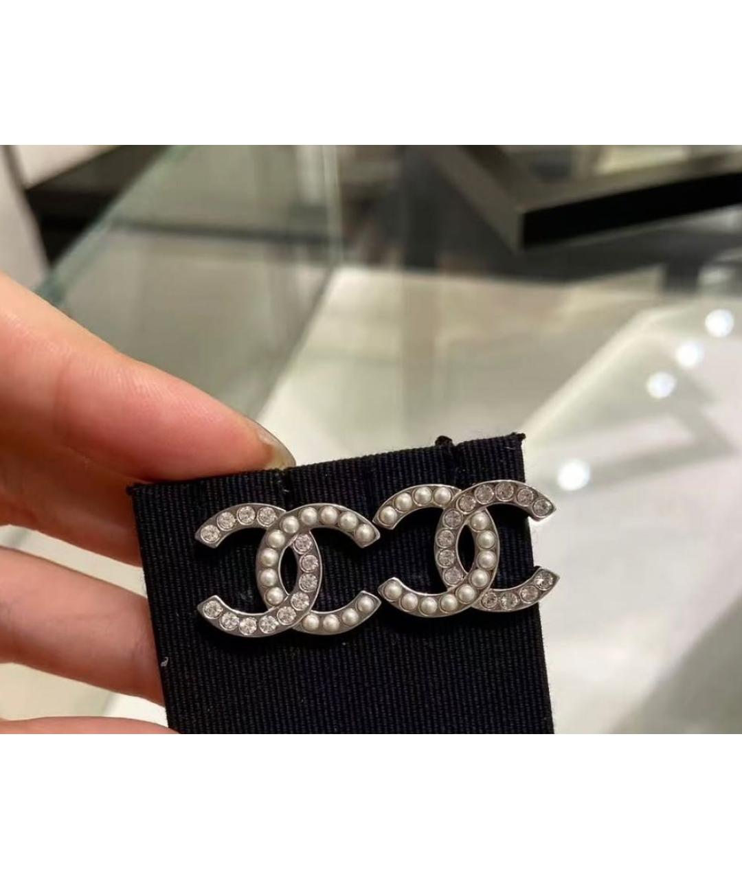 CHANEL Серебряные металлические серьги, фото 2