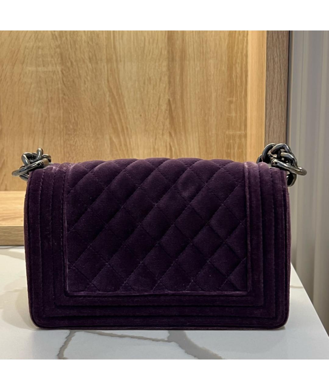 CHANEL Фиолетовая бархатная сумка с короткими ручками, фото 3