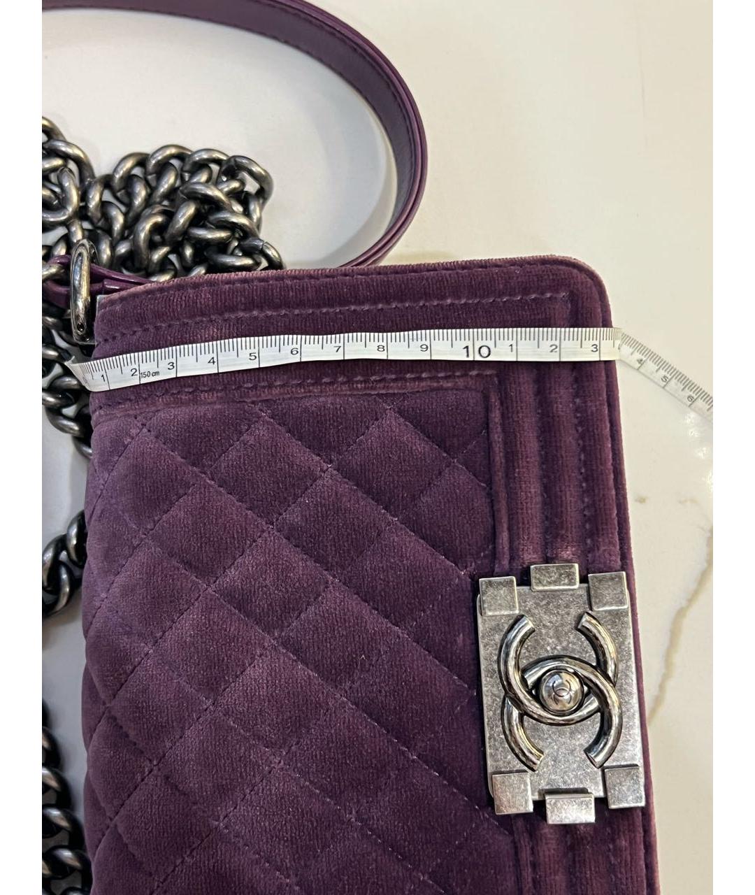 CHANEL Фиолетовая бархатная сумка с короткими ручками, фото 8