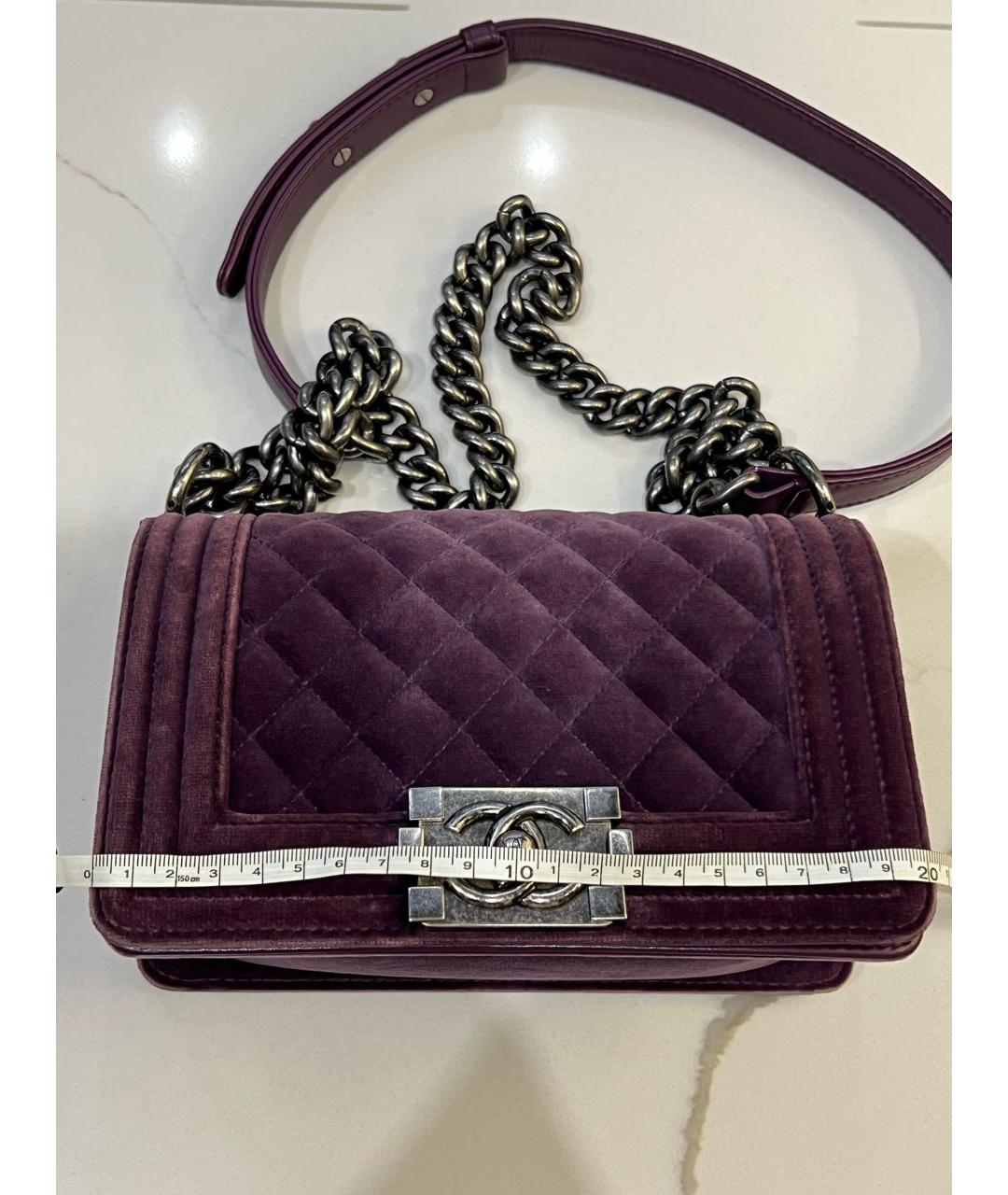 CHANEL Фиолетовая бархатная сумка с короткими ручками, фото 7