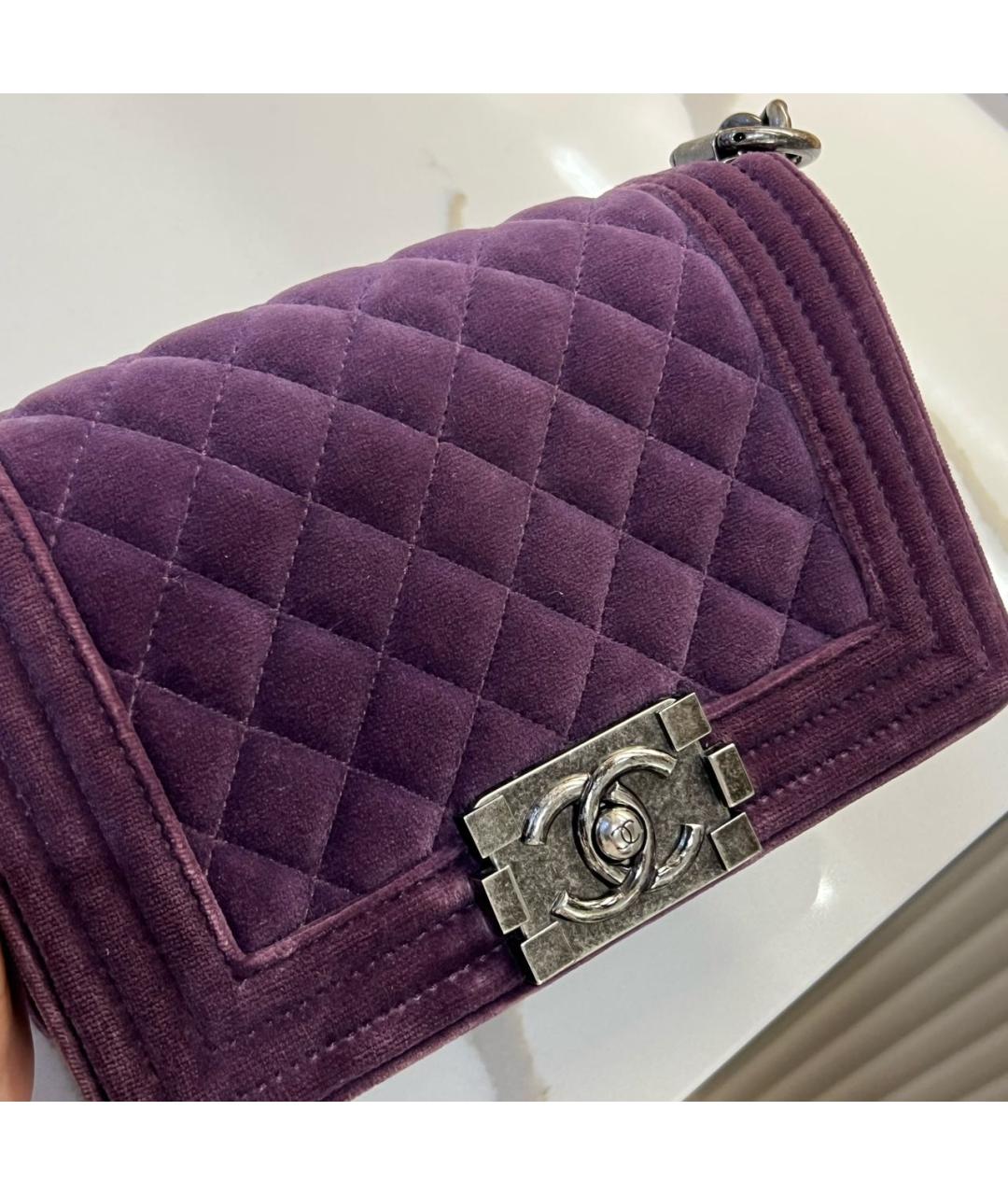 CHANEL Фиолетовая бархатная сумка с короткими ручками, фото 2