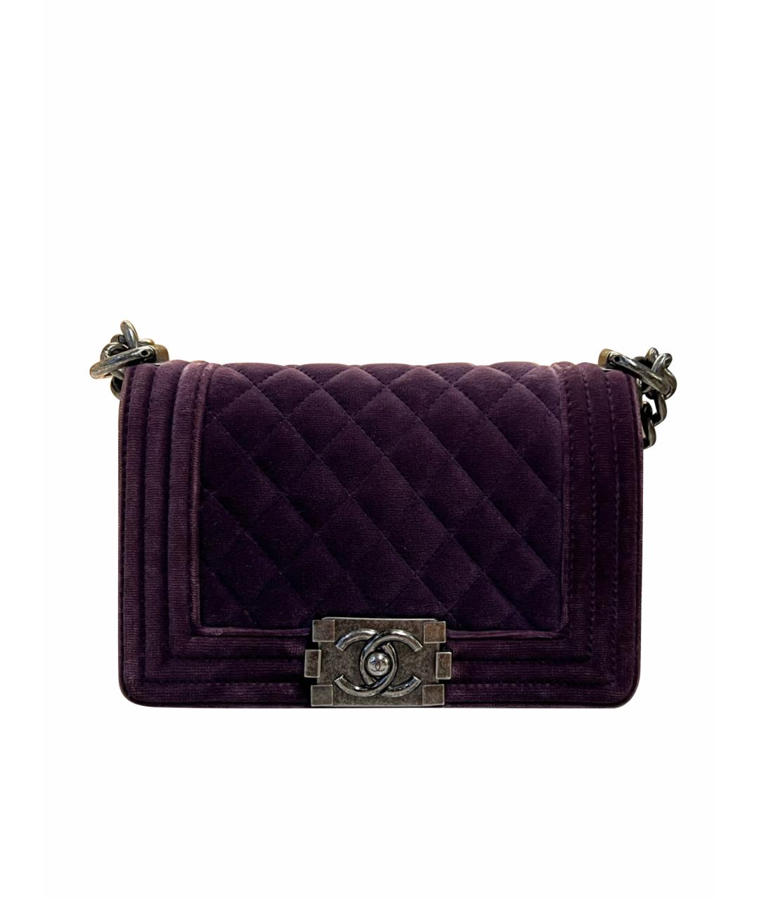 CHANEL Фиолетовая бархатная сумка с короткими ручками, фото 1