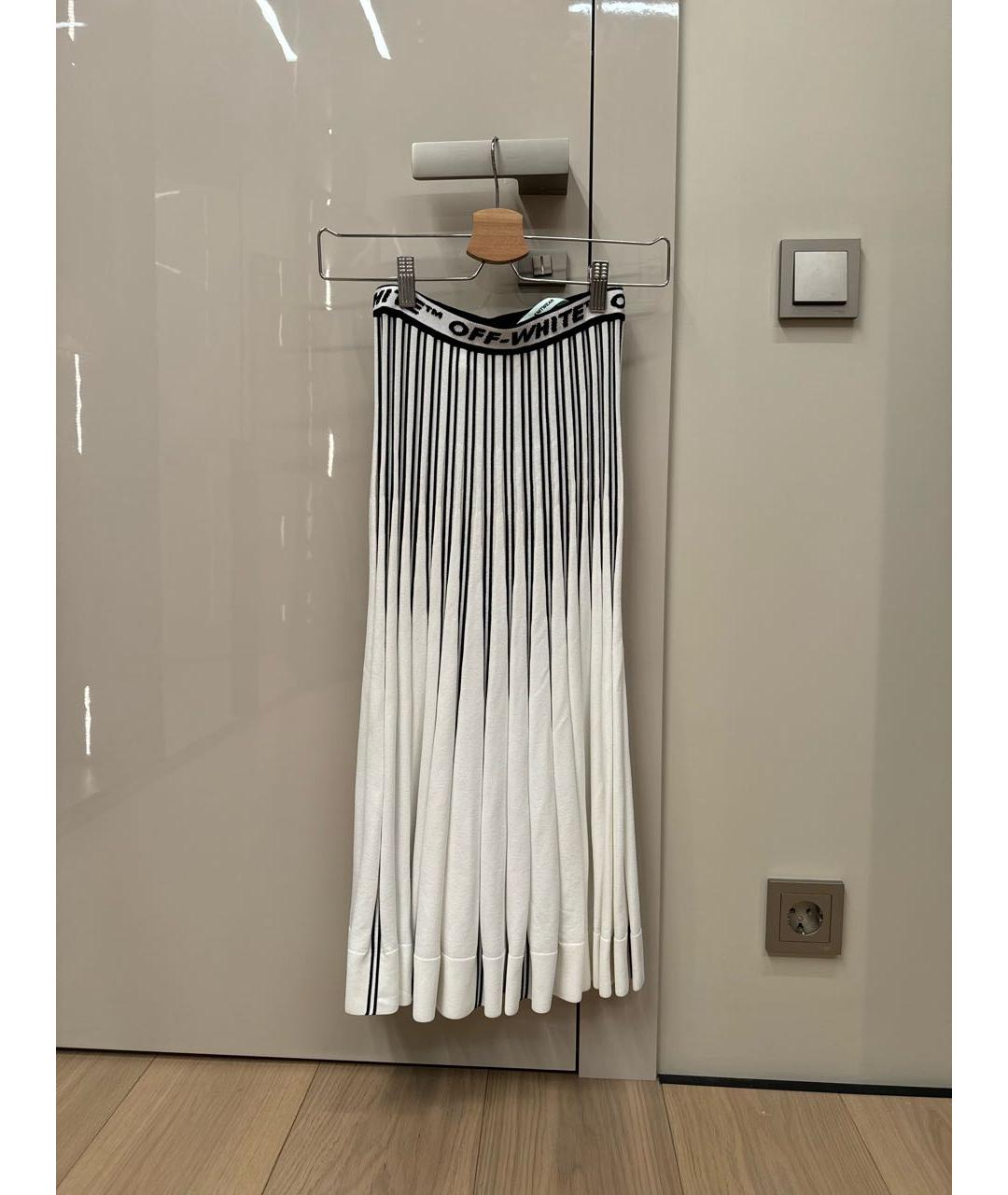 OFF-WHITE Белая вискозная юбка миди, фото 5