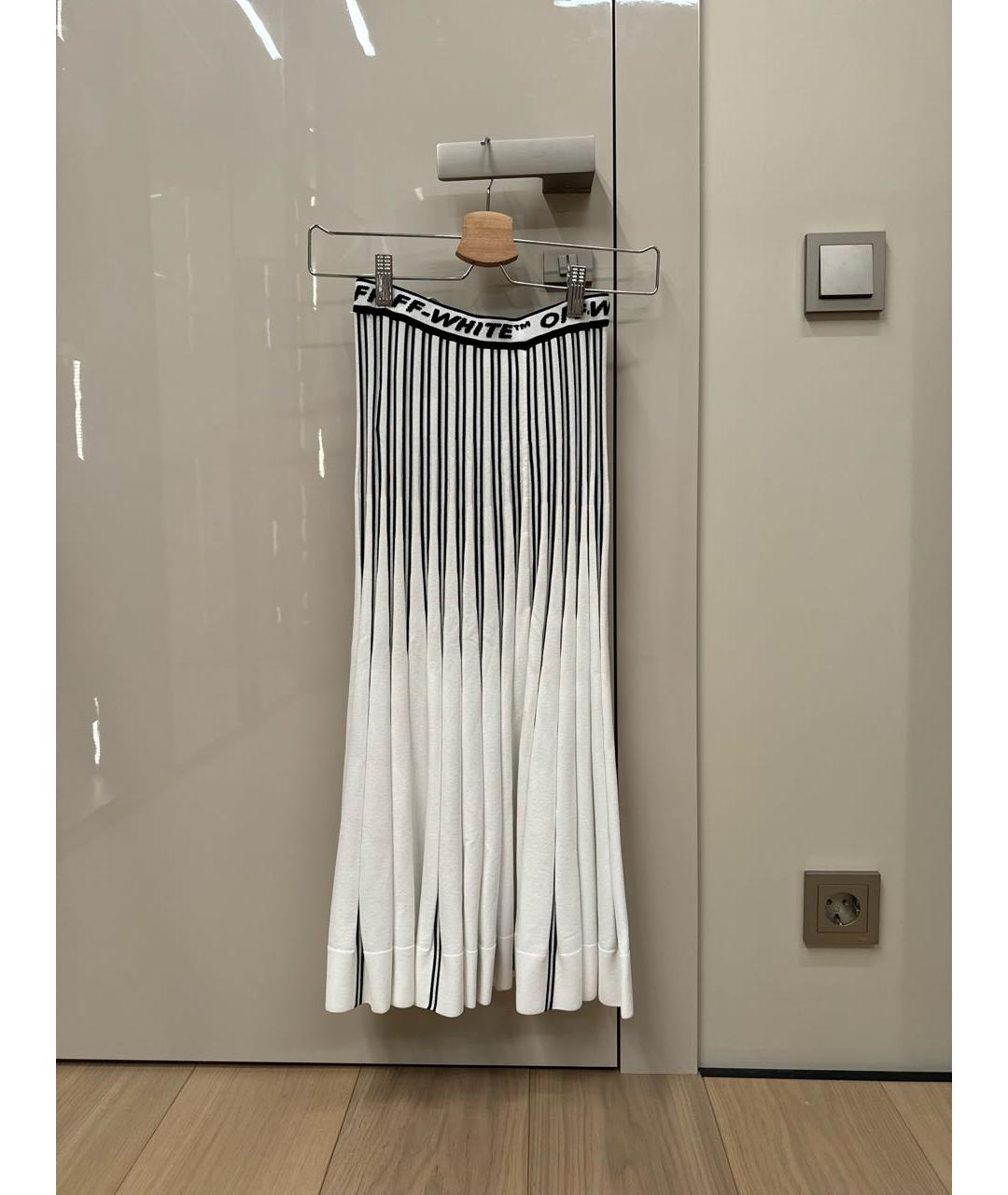 OFF-WHITE Белая вискозная юбка миди, фото 2