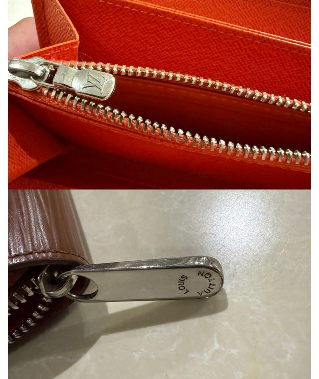 LOUIS VUITTON Коричневый кожаный кошелек, фото 8