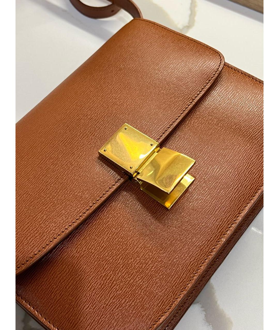 CELINE Коричневая кожаная сумка через плечо, фото 2