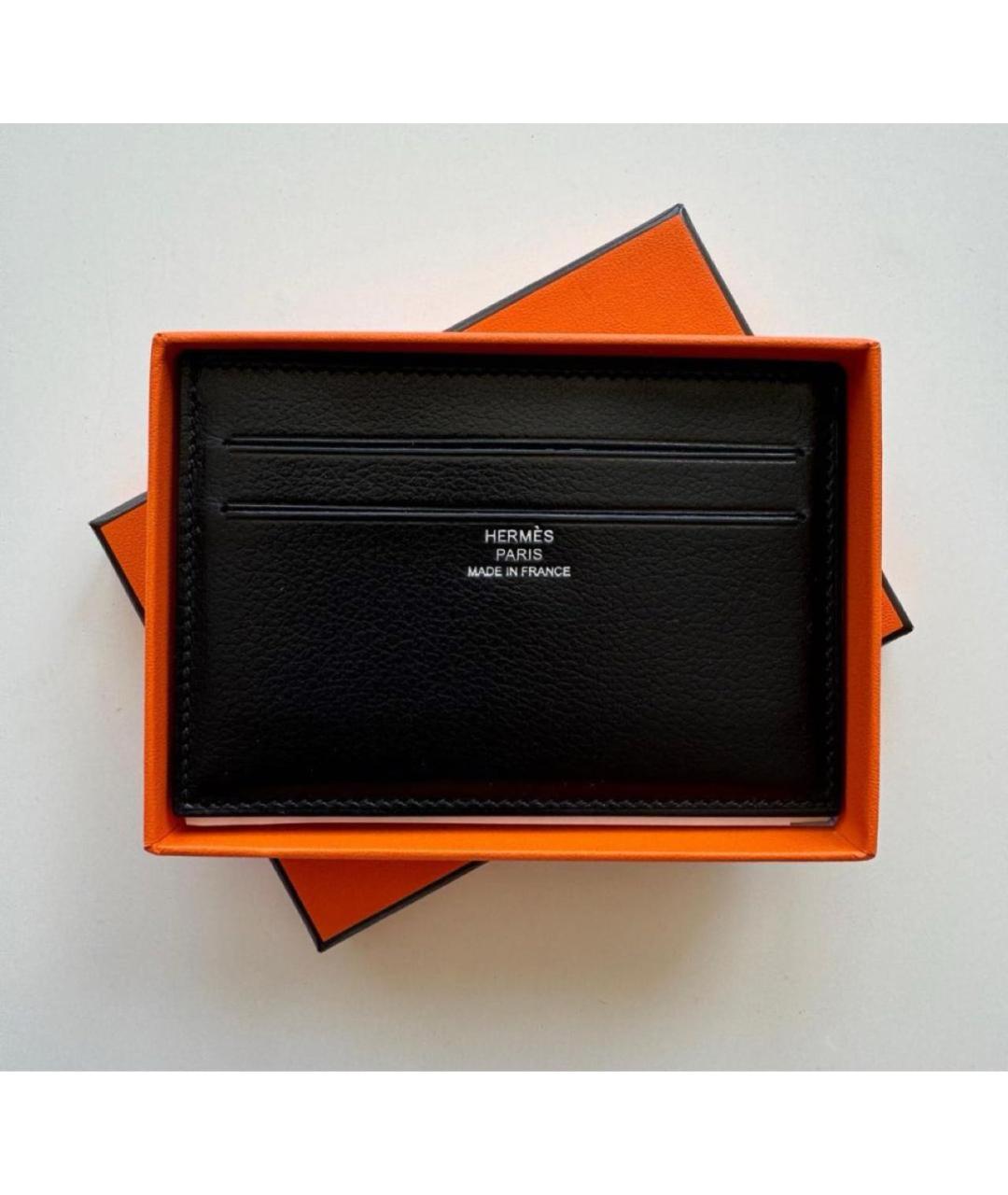 HERMES Черный кожаный кардхолдер, фото 2