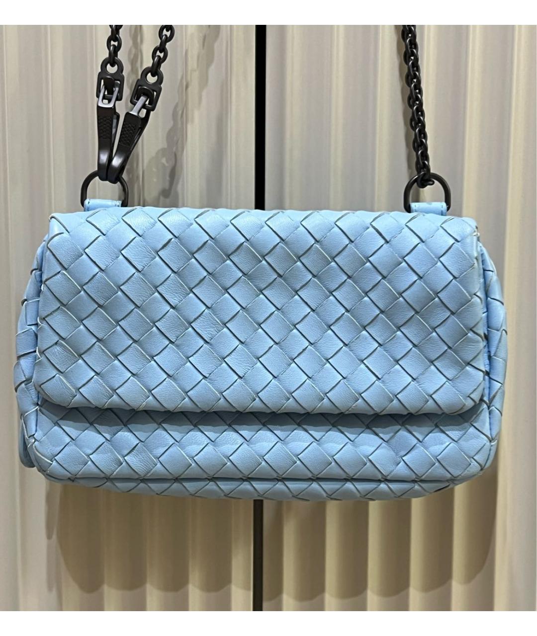 BOTTEGA VENETA Голубая кожаная сумка через плечо, фото 9
