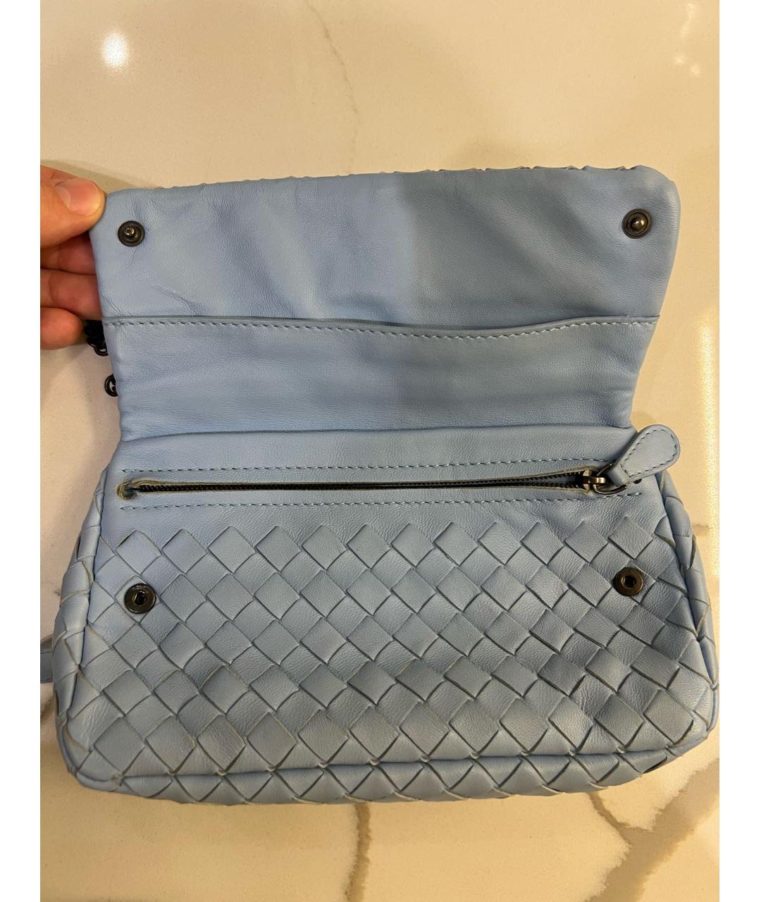 BOTTEGA VENETA Голубая кожаная сумка через плечо, фото 3