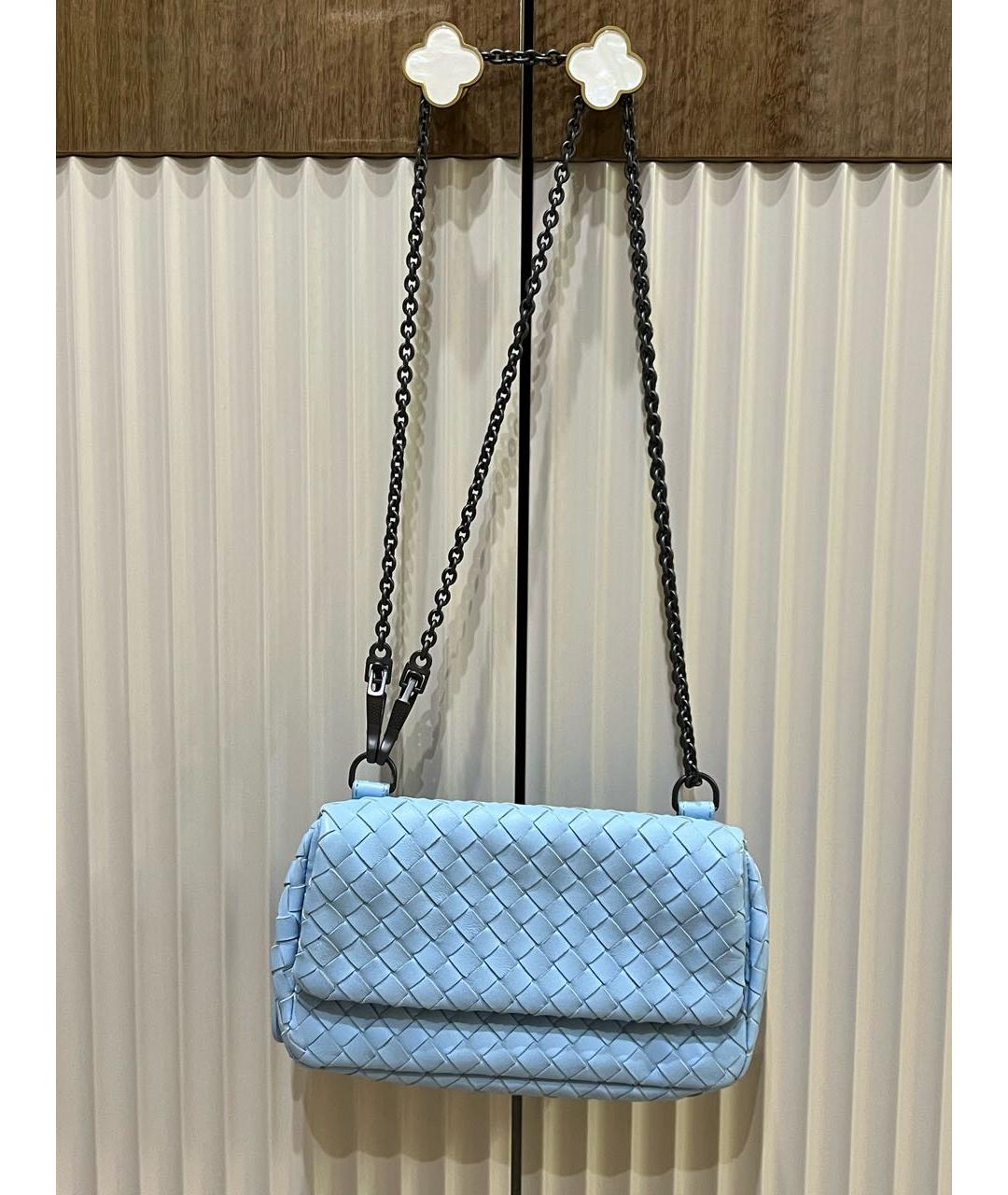 BOTTEGA VENETA Голубая кожаная сумка через плечо, фото 6
