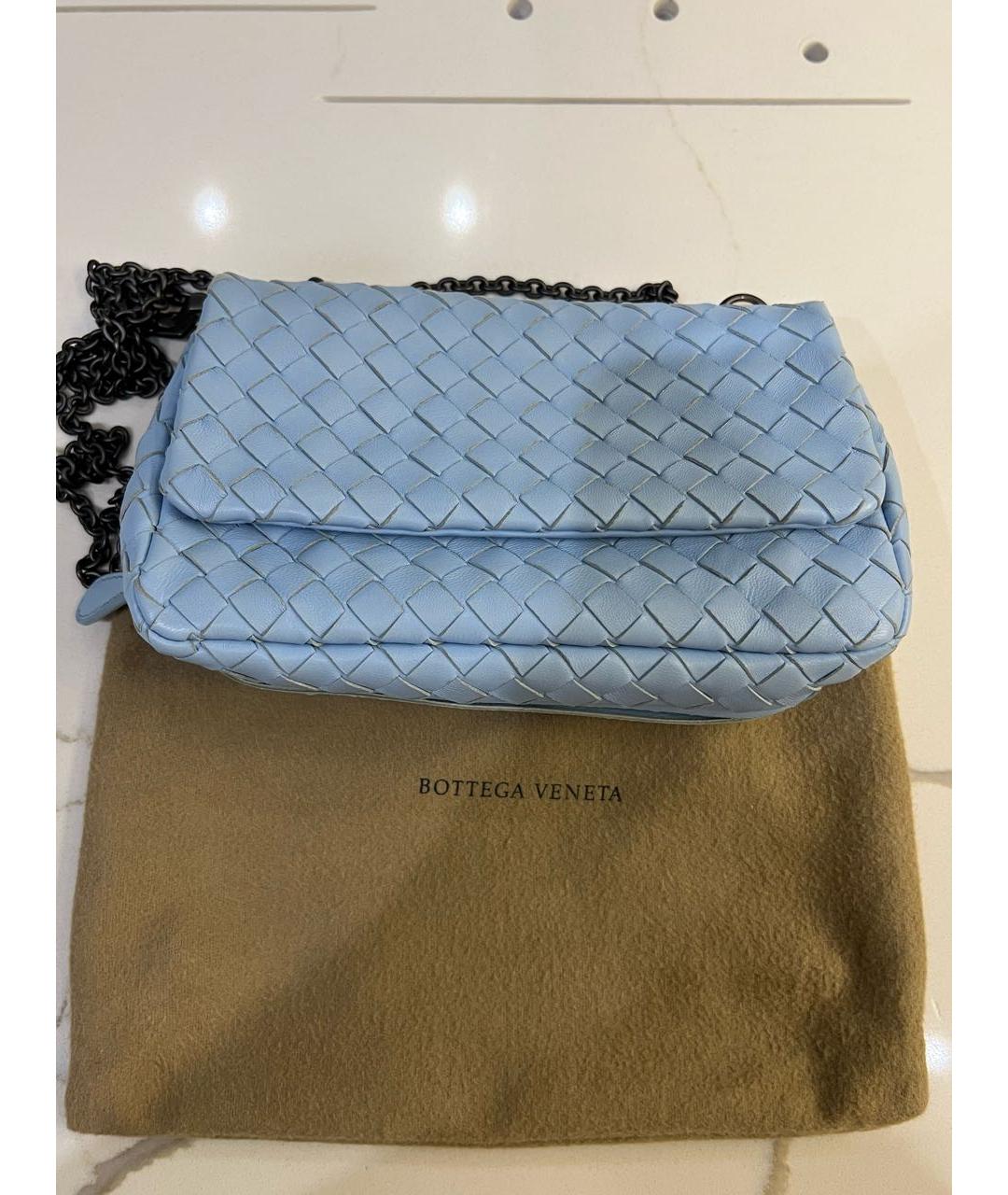 BOTTEGA VENETA Голубая кожаная сумка через плечо, фото 8