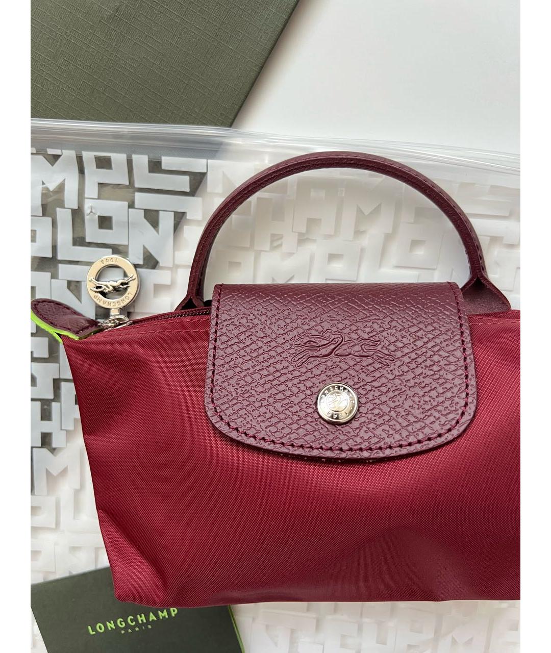 LONGCHAMP Бордовая кожаная сумка с короткими ручками, фото 7