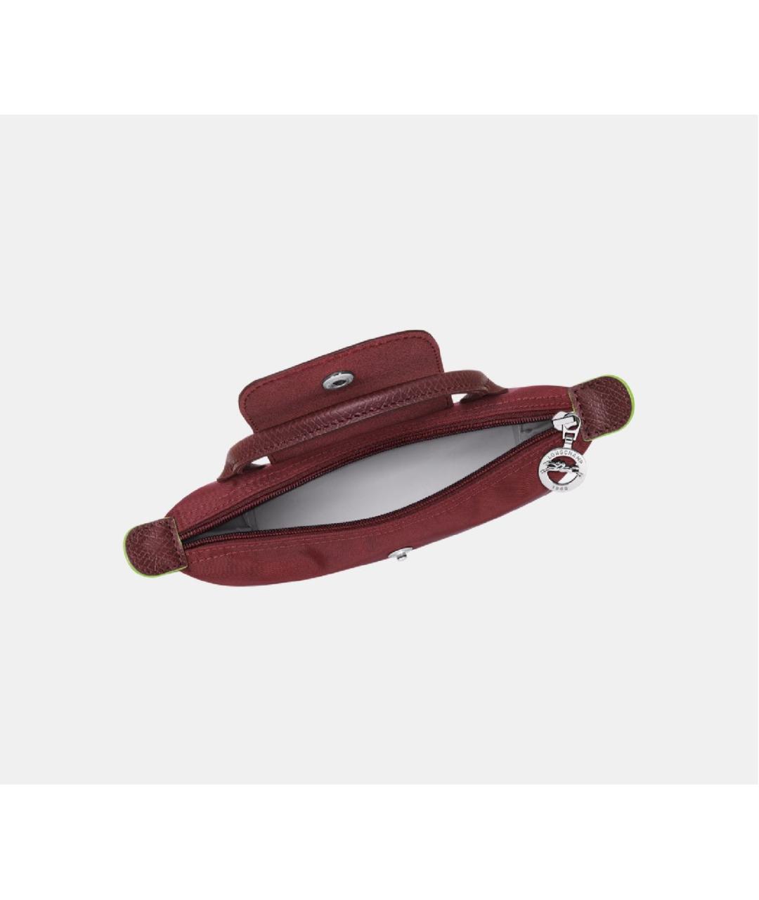 LONGCHAMP Бордовая кожаная сумка с короткими ручками, фото 4