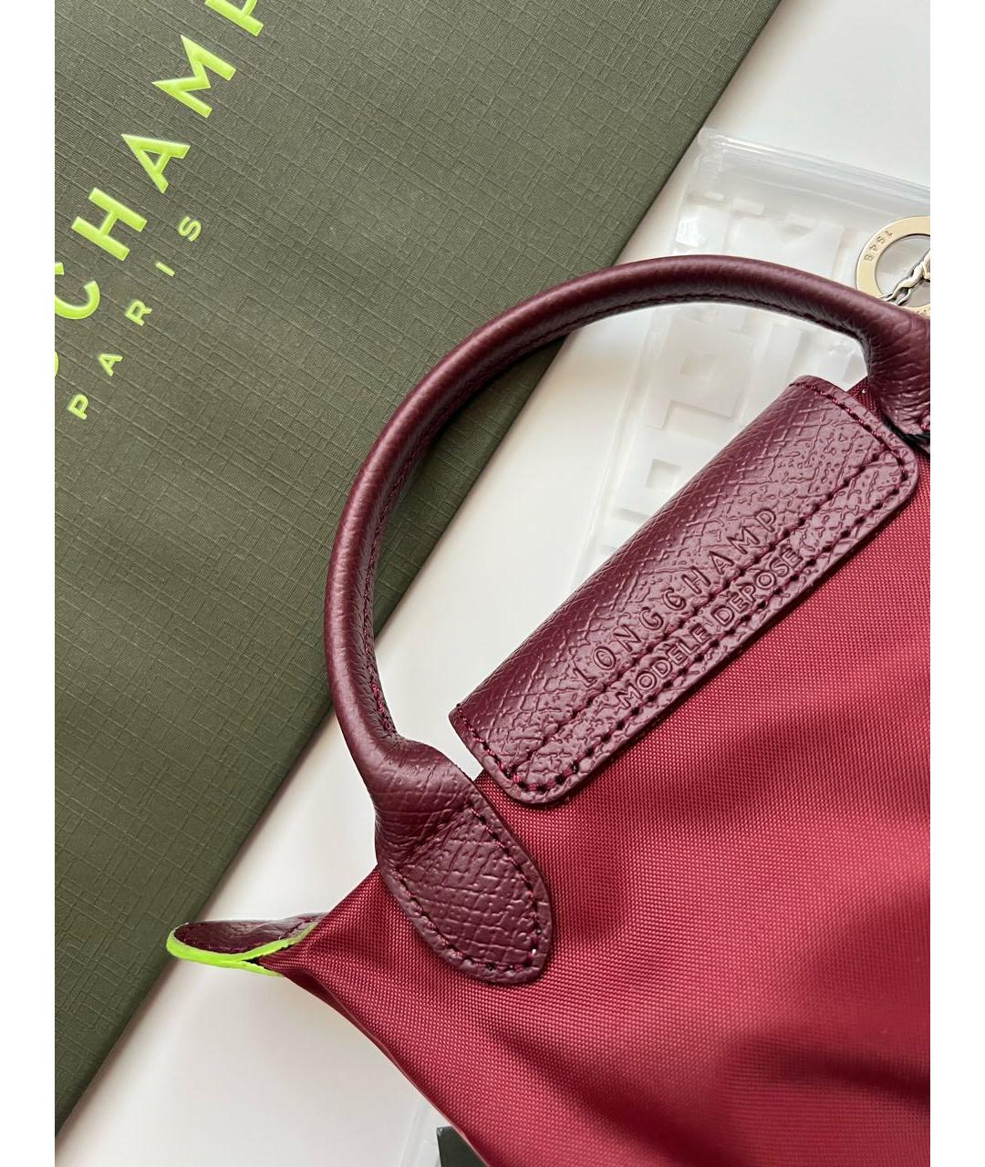 LONGCHAMP Бордовая кожаная сумка с короткими ручками, фото 8
