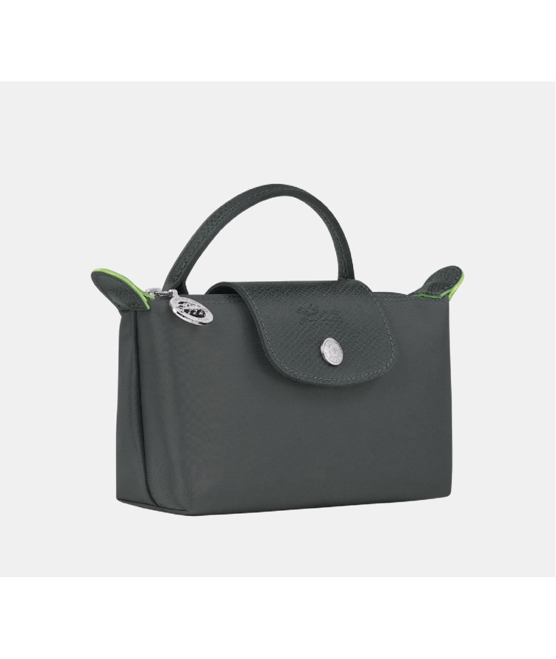 LONGCHAMP Серая тканевая сумка с короткими ручками, фото 2